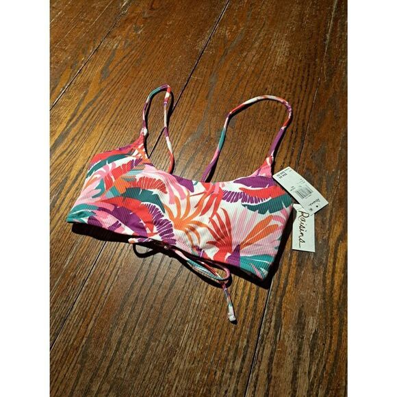New XL Raisins Padded Lined Ribbed Summer Bra Swimsuit Bathing Suit Bikini Top - Picture 1 of 3